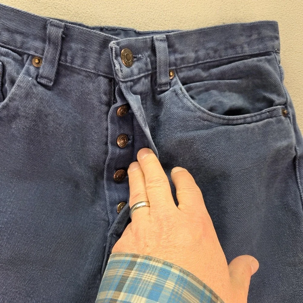 VTG Levis 501 Jeans Mens Navy Blue‎ Med Wash Made USA Button Fly Fits 28x30